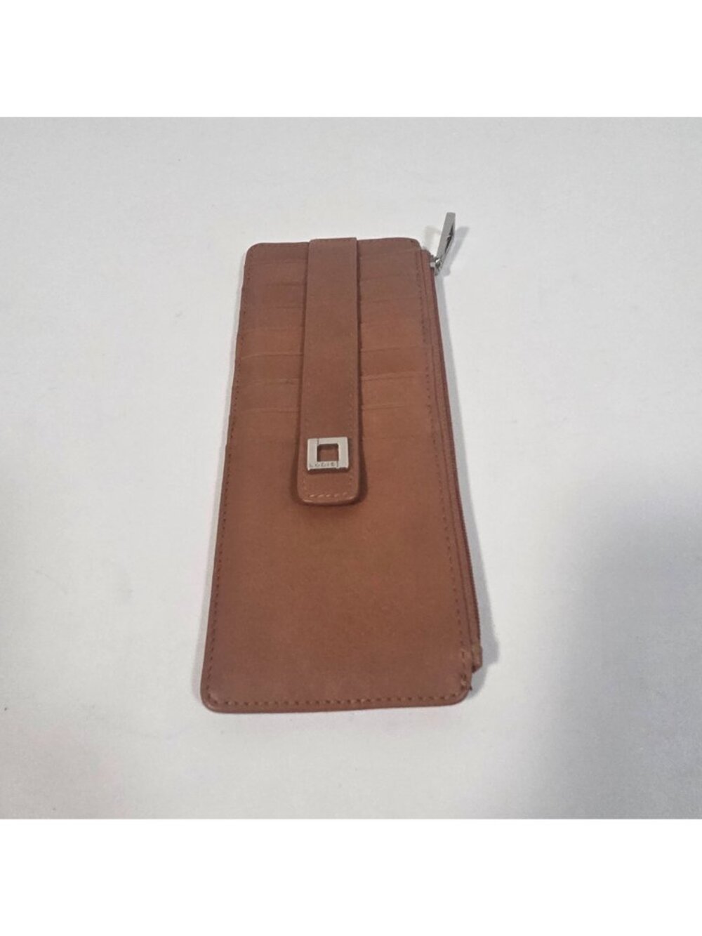 Lodis Julia Long Stacker Brown Leather Wallet Card Holder Zip Pocket Minimalist - Picture 2 of 9